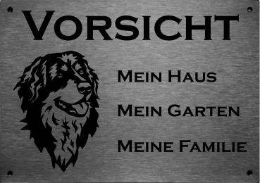 Edelstahl Warnschild Hovawart VORSICHT Mein Haus mein Garten meine Familie